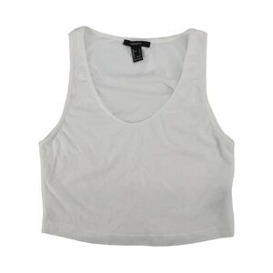 Forever 21 White Terry Cloth Crop Tank Top Size Large Women’s
